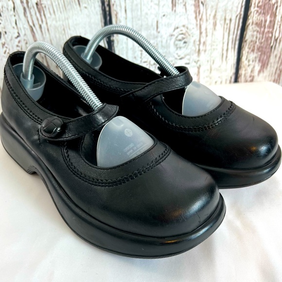 Dansko Shoes - DANSKO Mary Jane Black Leather Strap Shoes Clogs Size 37 EU 6.5-7 US Mules
